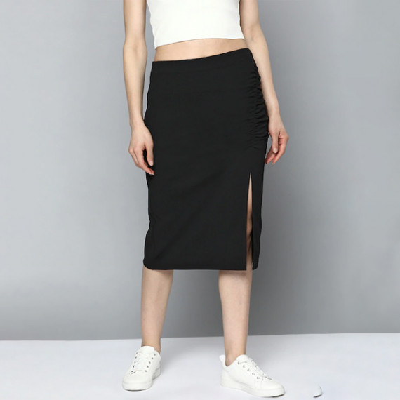 https://www.weavestyle.in/products/women-black-pure-cotton-solid-ruched-straight-skirt