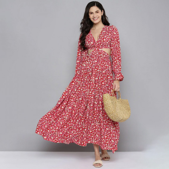 https://www.weavestyle.in/products/red-beige-floral-waist-cut-out-maxi-dress